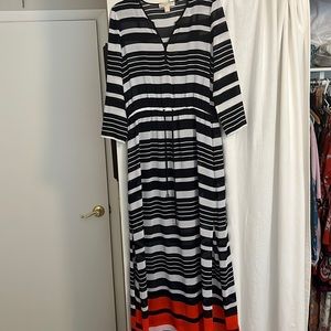 Michael Kors maxi dress with slip. Cinched waist with pull belt